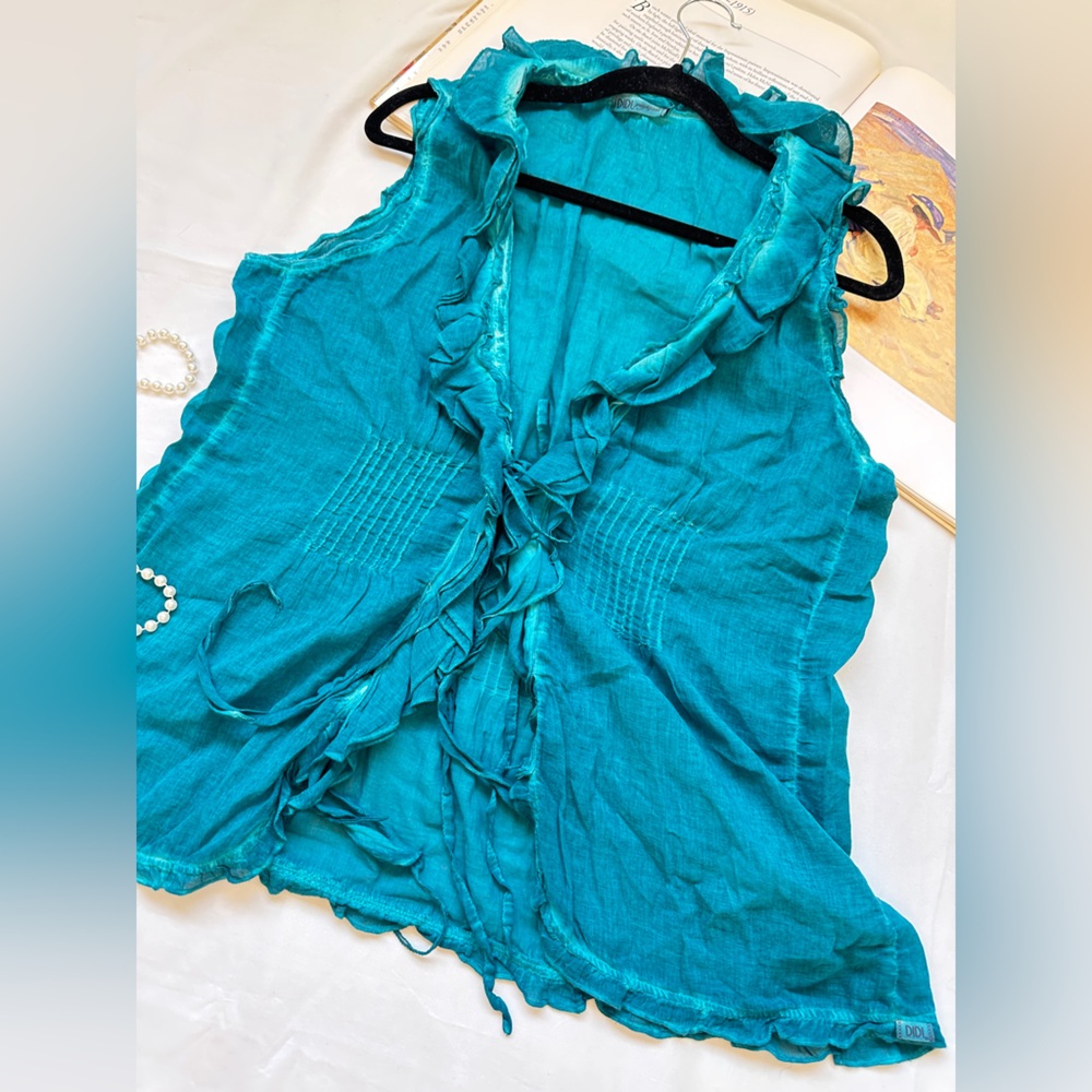 Teal Ruffled Blouse - Picture 7 of 14